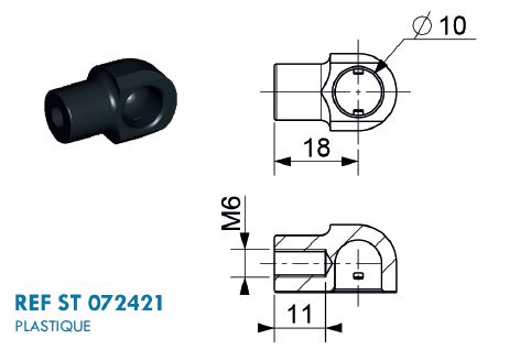 Kugelpfanne 10 mm Nylon rund