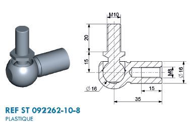 Winkelgelenk Ø 16mm Stahl mit M8 Gewinde