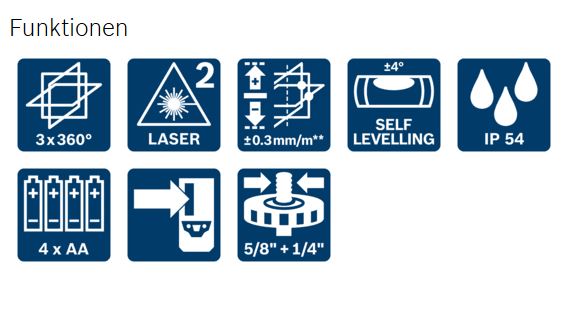 Bosch Kreuzlinienlaser GLL 3-80P 3 Linien mit Stativ BS150