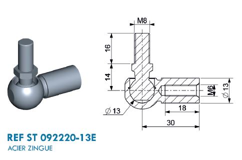 JINGLINGKJ 10 mm Kugelgelenk M8 Außengewinde M8 Innengewinde