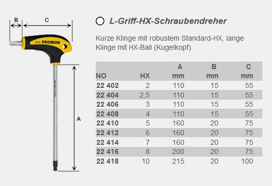 PROXXON HX-Schraubendrehersatz  mit L Griff 10-teilig