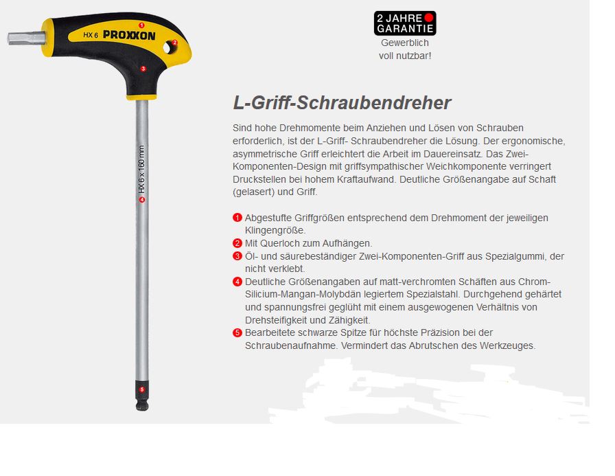 PROXXON HX-Schraubendrehersatz  mit L Griff 10-teilig