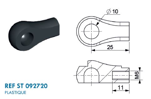 Kugelpfanne 10 mm Nylon flach