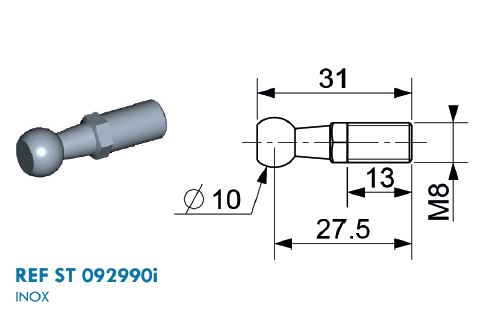 Kugel Edelstahl Ø 10mm mit M8 Gewinde