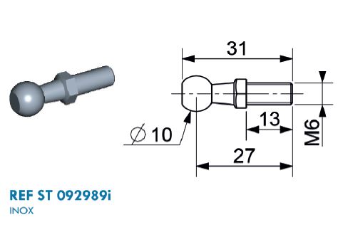 Kugel Edelstahl Ø 10mm mit M6 Gewinde