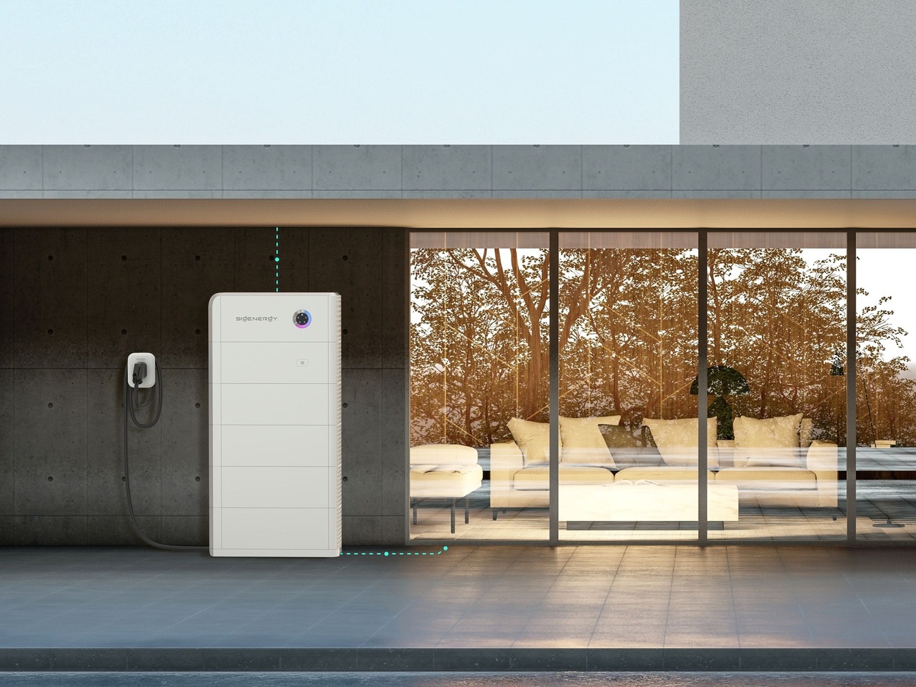 Modernes Energiespeichersystem mit Wandladestation