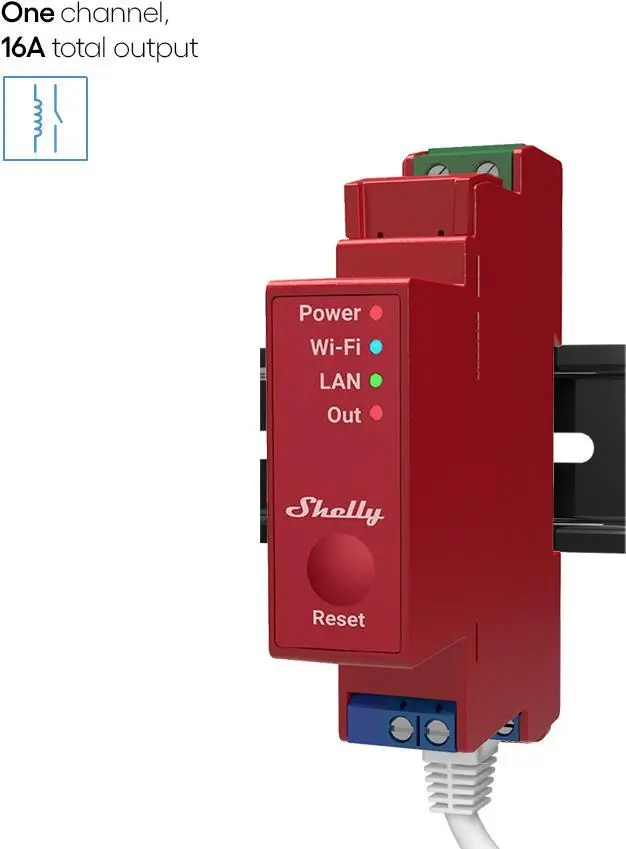 Shelly Relais Hutschiene "Pro 1PM" max. 16 A, einphasig