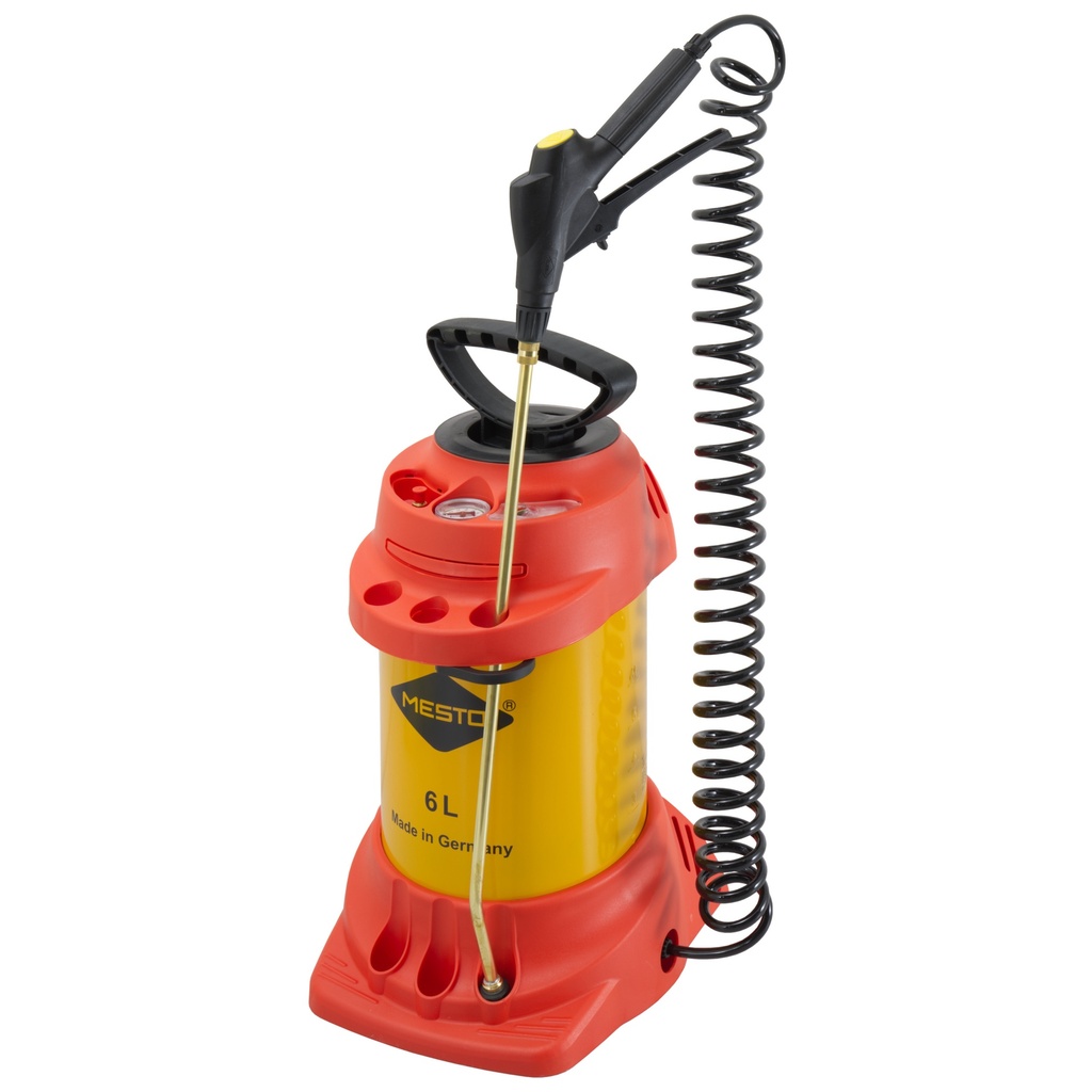 Mesto Drucksprüher Ferrox Plus 6 Liter, für Bau, Stahlbehälter Vitondichtung Spiralschlauch 2,5 Meter