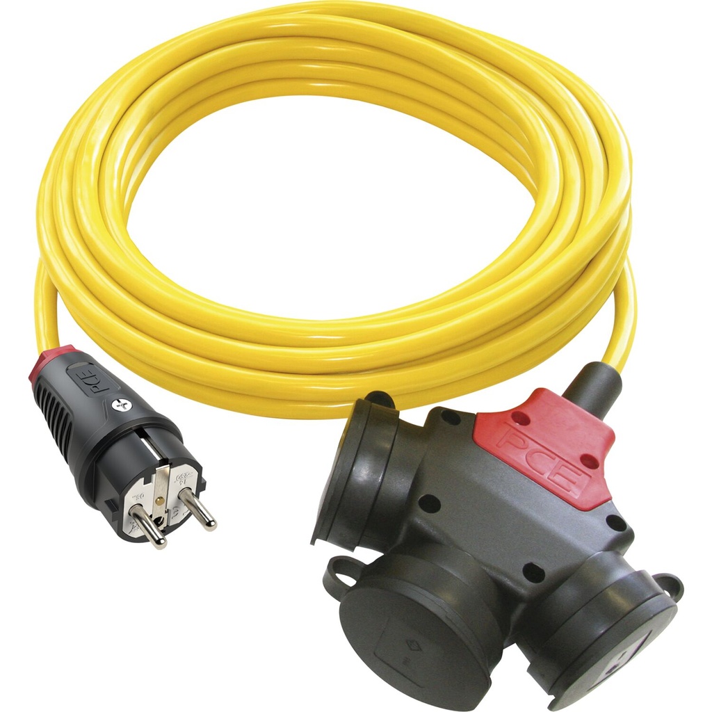 Verlängerungskabel 3-Wege 5 Meter Kabel K35  IP44  Gummikupplung, Schnappdeckel