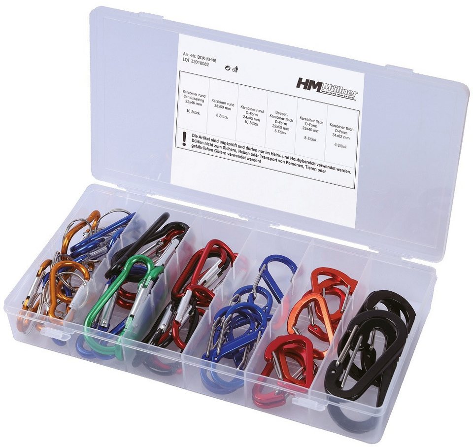 Karabiner-Schäkel-Seilklemmen Sortiment 30-tlg.