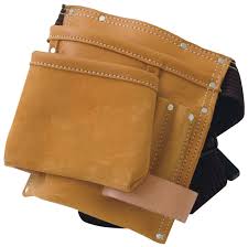 Nageltasche doppelt mit Gürtel, Leder 500x200mm, 2 Hammerschlaufen