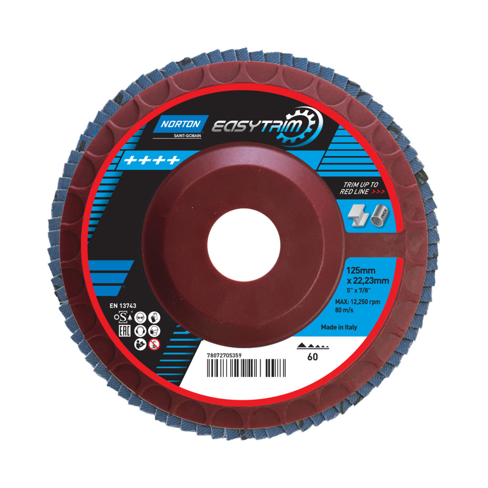Norton Fächerschleifer/Lameller 125mm K80 Zirkon Easytrim