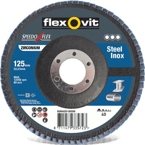 Flexovit Fächerschleifer/Lameller 125mm K80 Inox/Alu Speedoflex