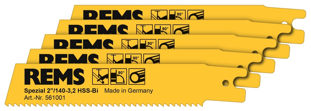 Rems Sägeblätter 5-er Pack gelb 2 Zoll, 140mm, fein