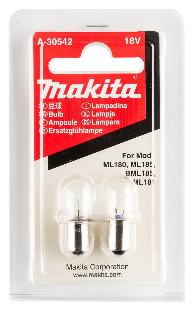 Makita Glühlampe für BML185/ML180 18 Volt  VE=2