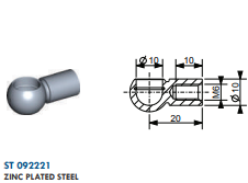 Kugelpfanne DM.10-STAHL-20 MM 92221