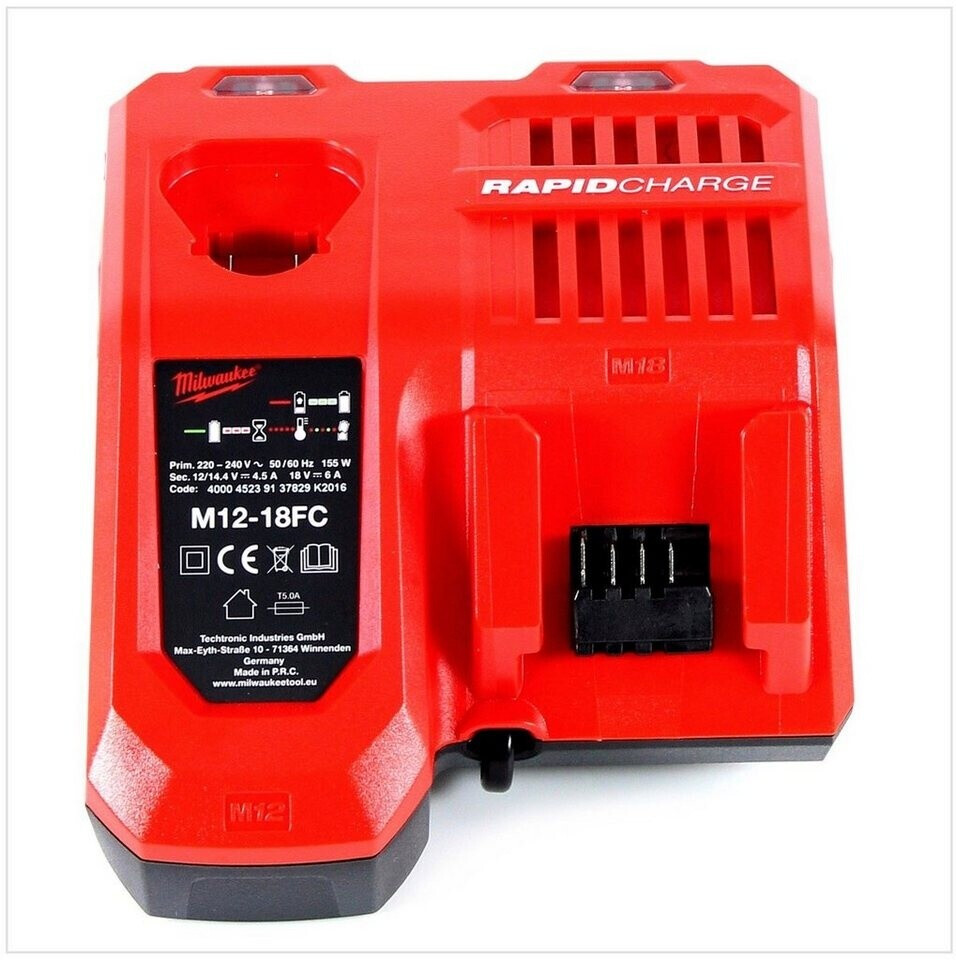 Milwaukee Akku Ladegerät M12-18FC  Li-Ion 12/14/18V   1,5Ah=20Min  5,0Ah=59Min