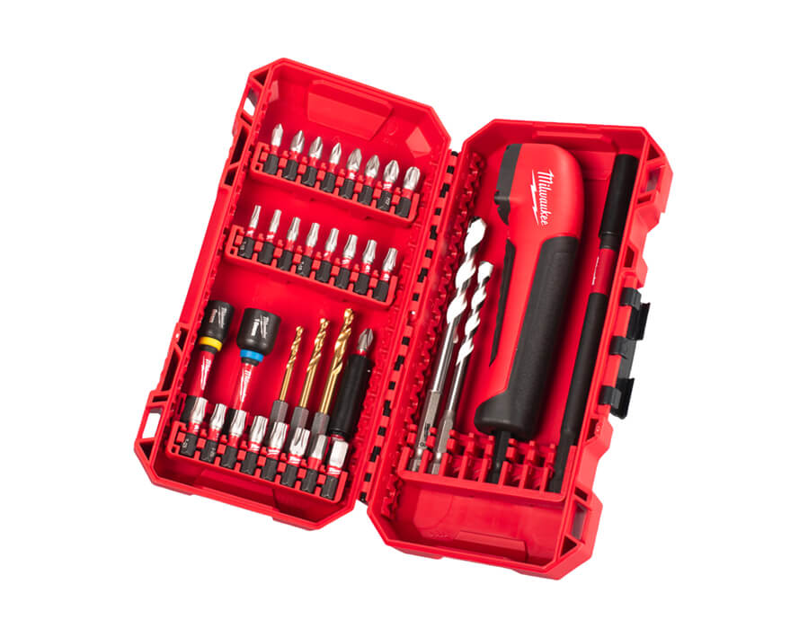 Milwaukee Winkelschraubvorsatz  +Bits Set Shockwave