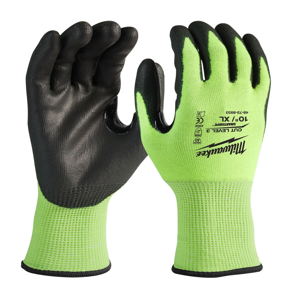 Milwaukee Arbeitshandschuhe Gr.10 (XL), mittlerer Schnittschutz 4442C, High Visibility