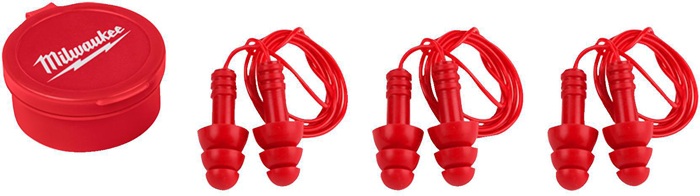 Milwaukee Gehörschutzstöpsel mit Schnur EN352-2 (SNR = 31 Db), 3 Paar