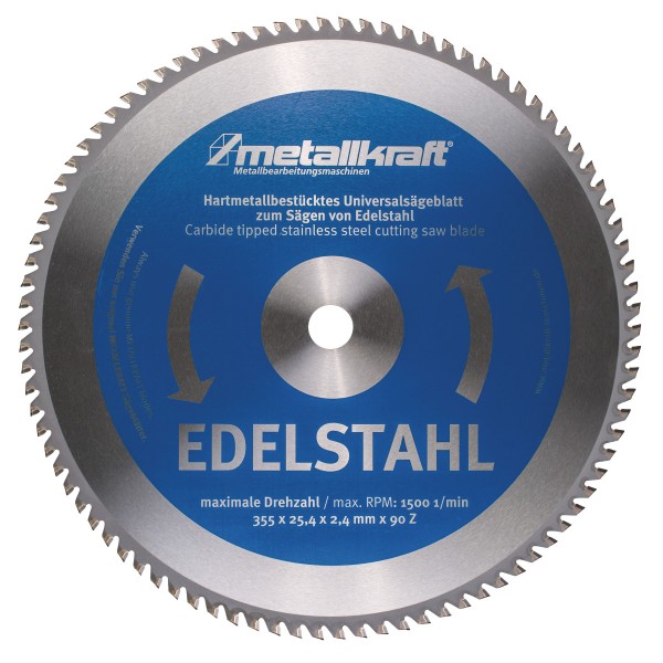 Metallkraft Metallkreissägeblatt 355/25,4 90Z  Niro