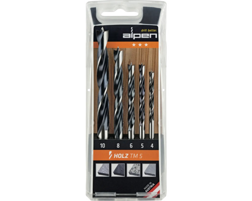 Alpen 5-tlg. Spiralbohrersatz 4-10mm Holz TM 5