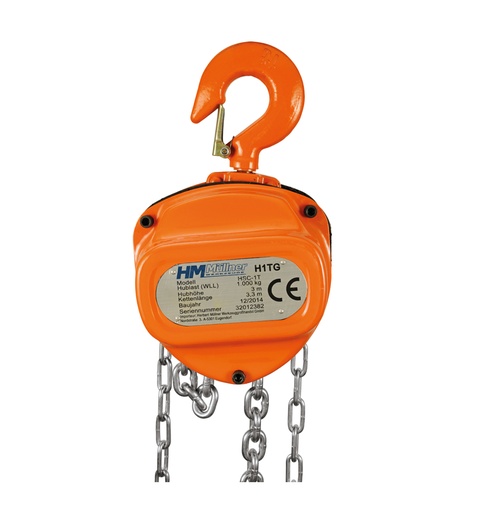 Stirnradflaschenzug 1 Tonne; 3 Meter Handkette 6 Meter