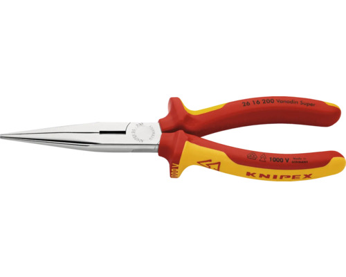 Knipex Flachrundzange gerade, Mehrkomponentengriff 200mm