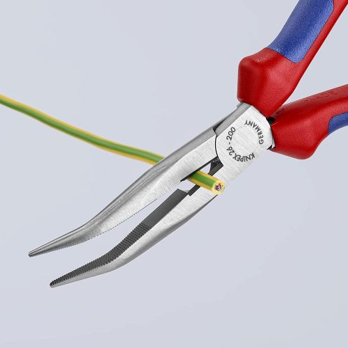 Knipex Flachrundzange gebogen, Mehrkomponentengriff 200mm