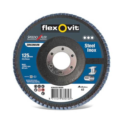 Flexovit Fächerschleifer/Lameller gerade 125mm K40 Speedoflex