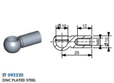 Kugelpfanne DM.10-STAHL-10 MM 92220