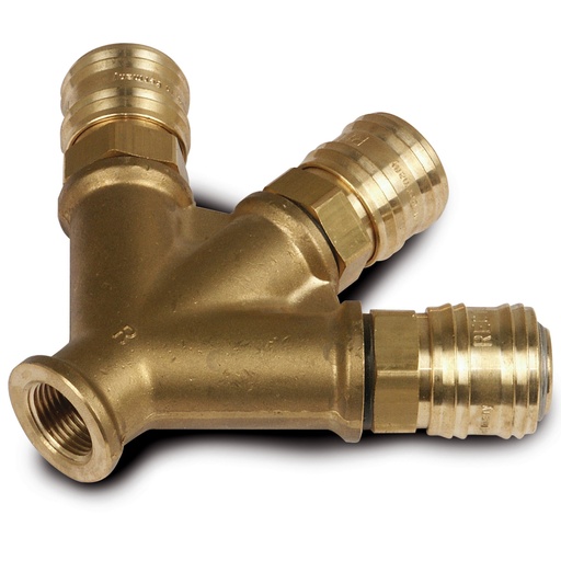 Aircraft Verteiler Messing 3-fach mit Kupplung 3/8 Zoll