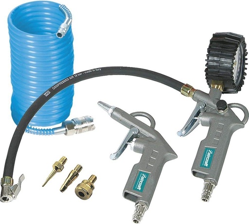 Aircraft Zubehoersatz 6-tlg.  Blaspistole,Reifenfüller,Spiralschlauch, Adpterset